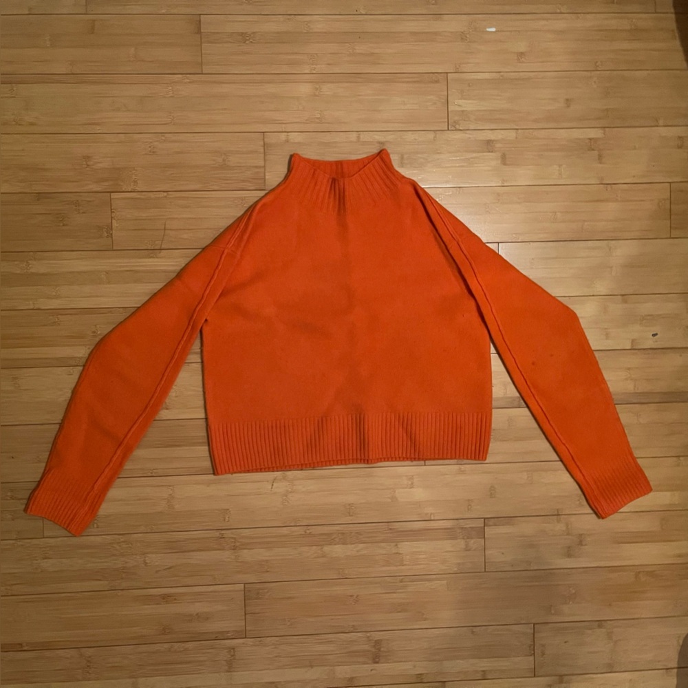 Everlane Orange Merino Wool Mockneck Sweater